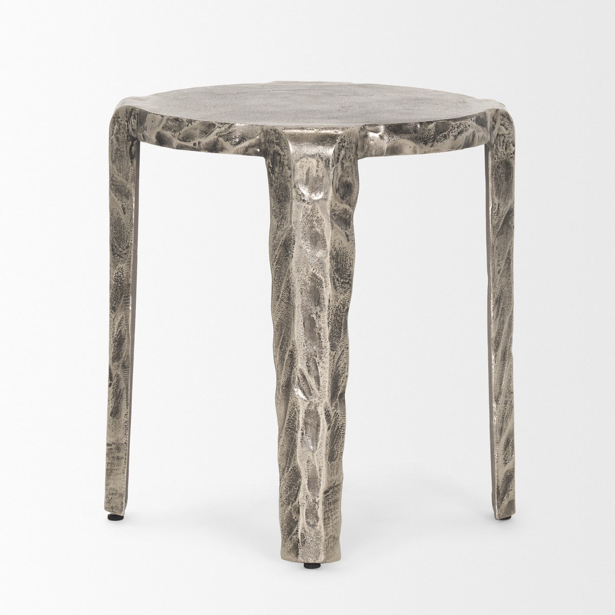 Randy Textured Silver Nickel Cast Aluminum Metal Accent Table-Accent Tables-DECOROLALA