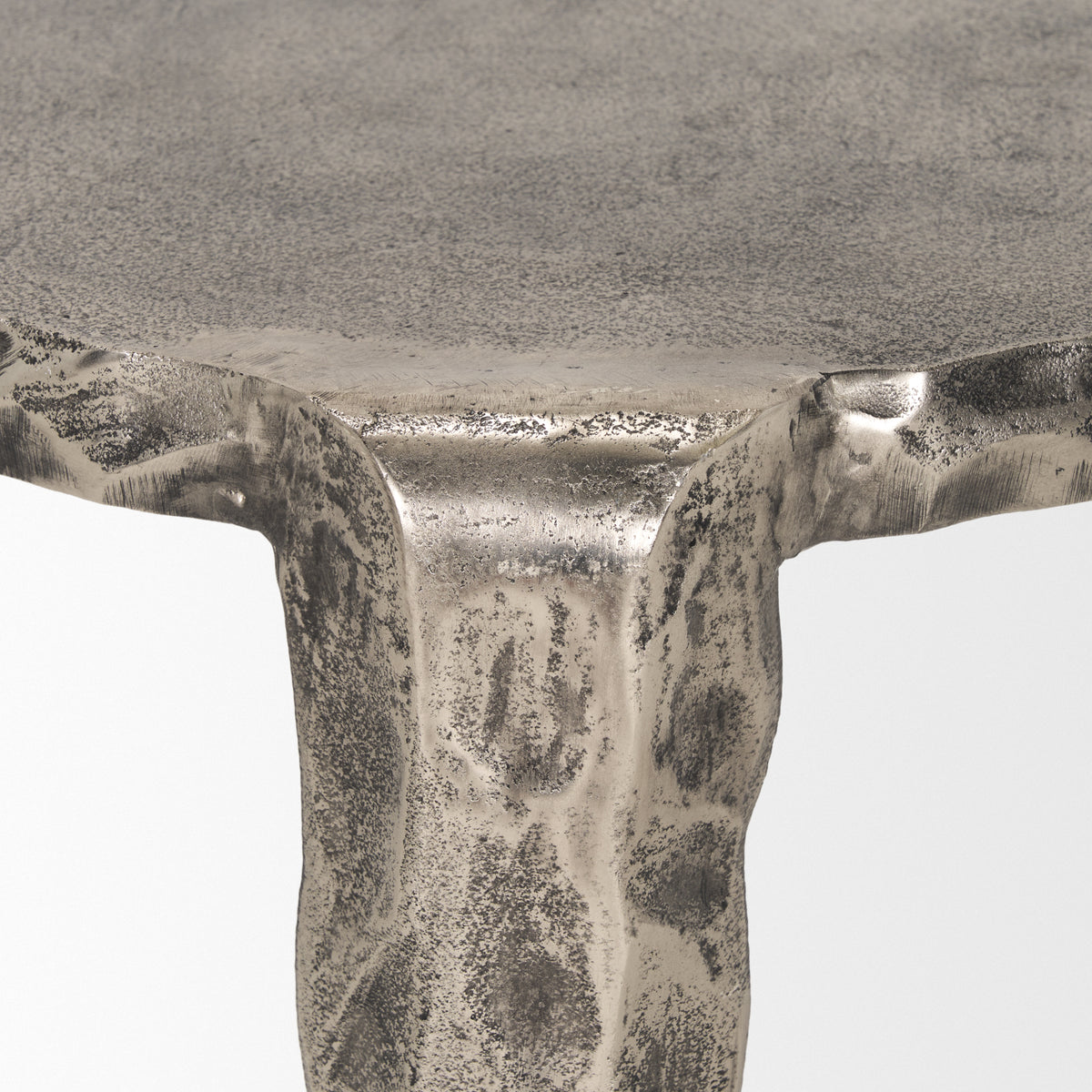 Randy Textured Silver Nickel Cast Aluminum Metal Accent Table-Accent Tables-DECOROLALA