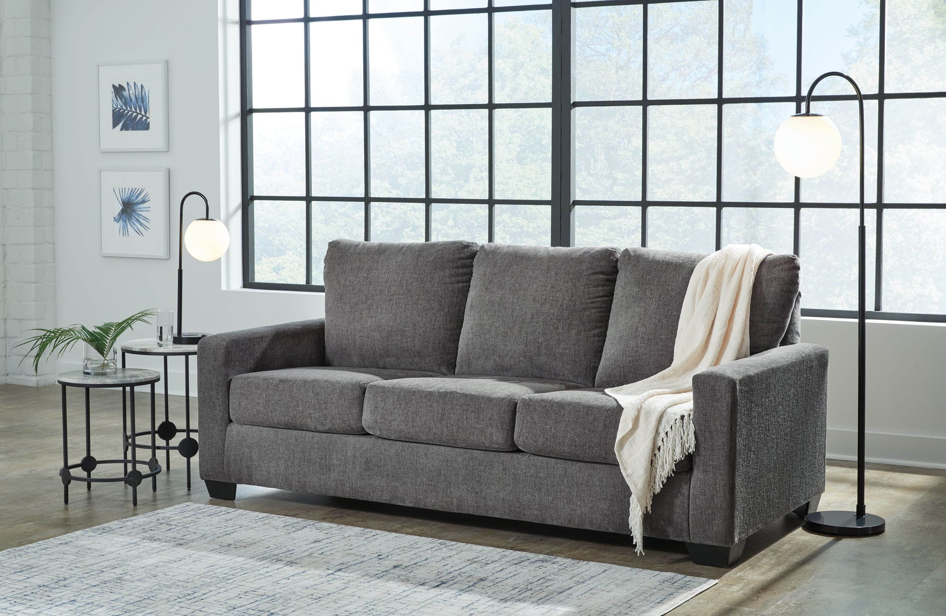 Rannis Queen Sofa Sleeper - Pewter Fabric-Sleeper Sofas-DECOROLALA