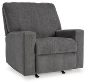 Rannis Rocker Recliner - Pewter Fabric-Rocker Chairs-DECOROLALA