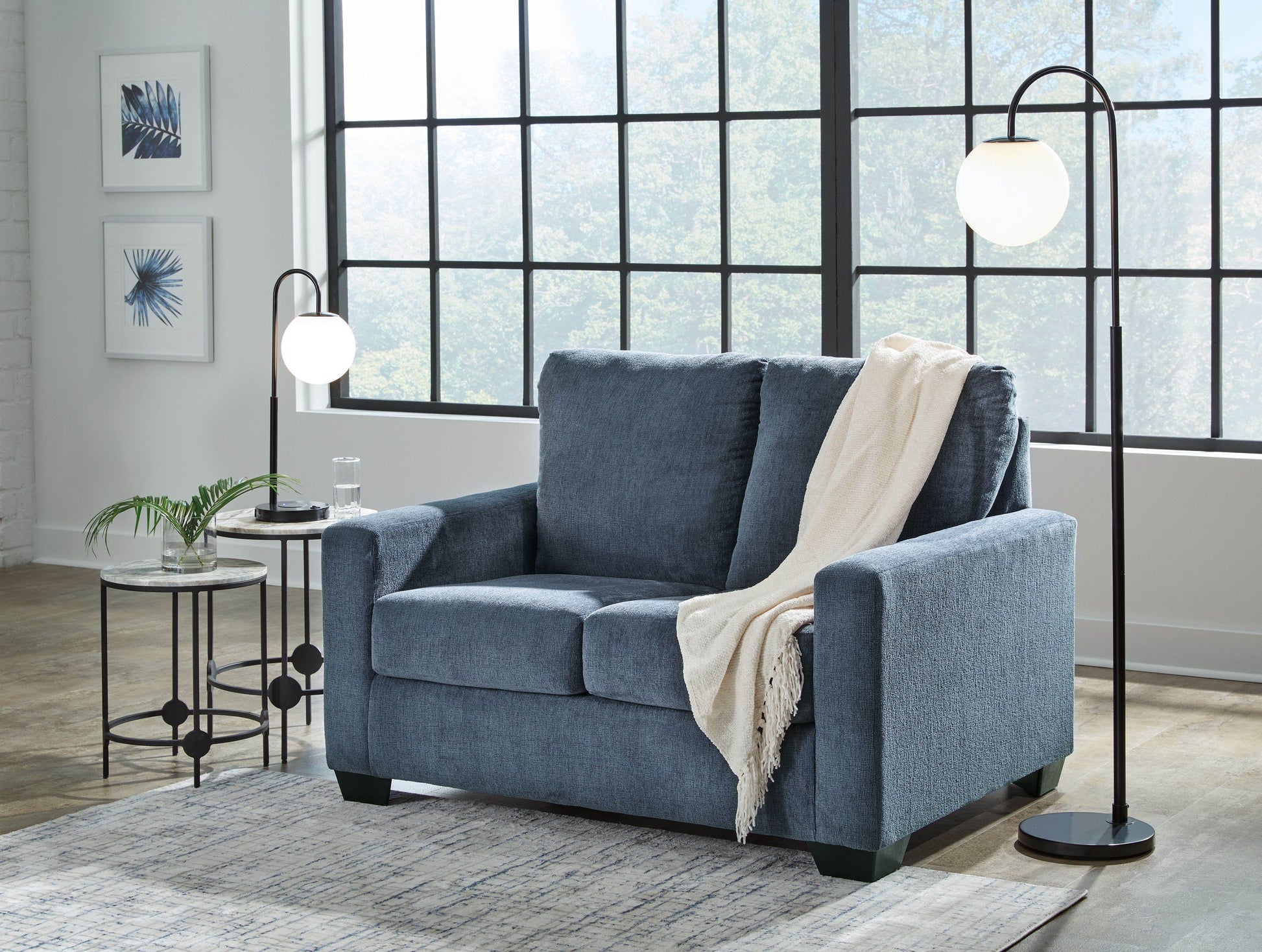 Rannis Twin Sofa Sleeper - Navy with Memory Foam-Sleeper Sofas-DECOROLALA