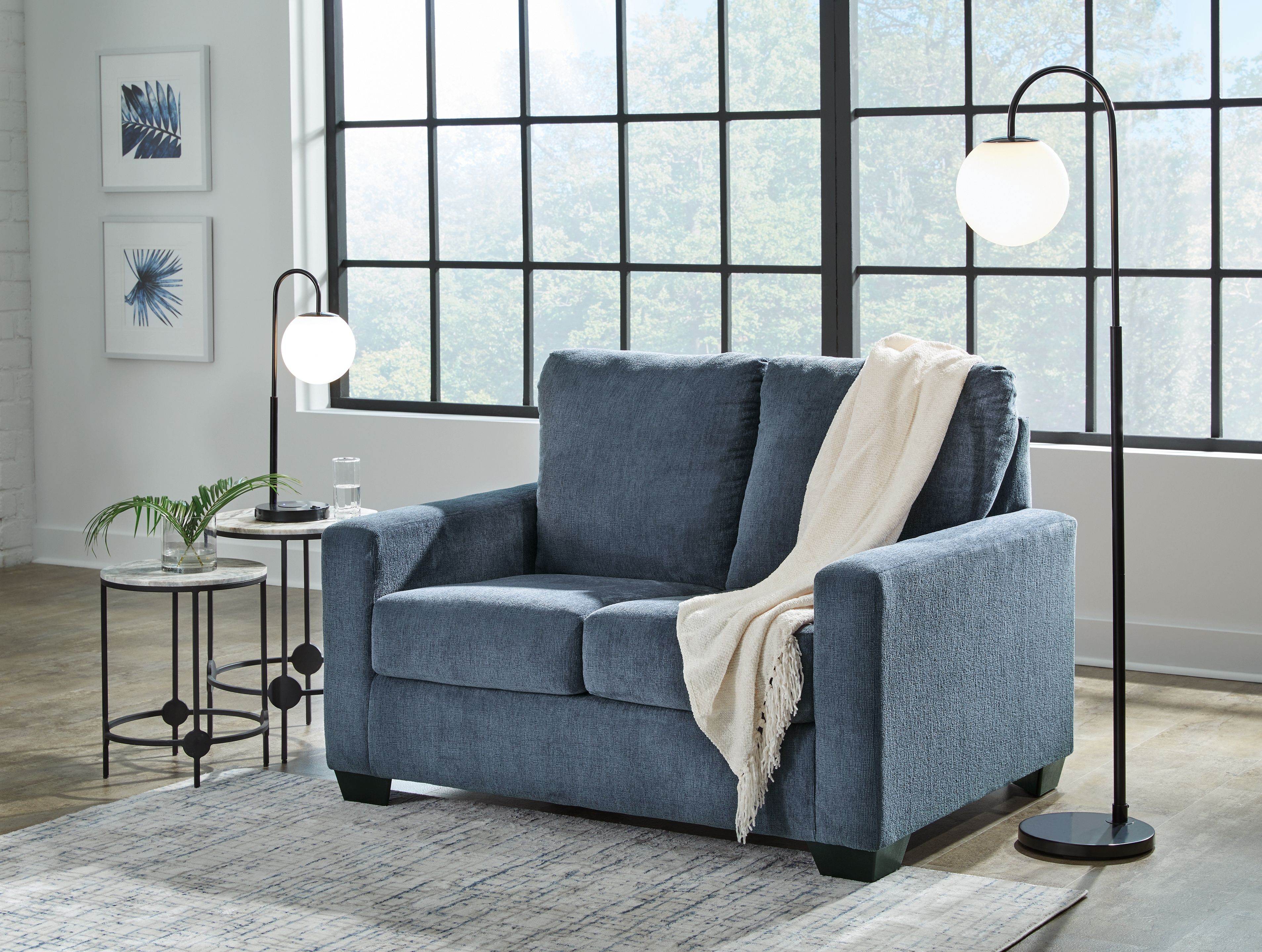 Rannis Twin Sofa Sleeper - Navy with Memory Foam-Sleeper Sofas-DECOROLALA