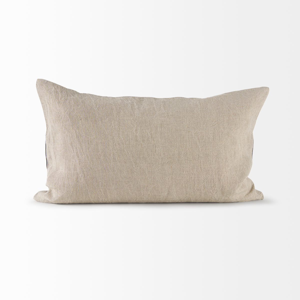 Raquel 13x21 Beige and Black Fabric Plaid Pillow Cover w/Down Filler-Decorative Pillows-DECOROLALA