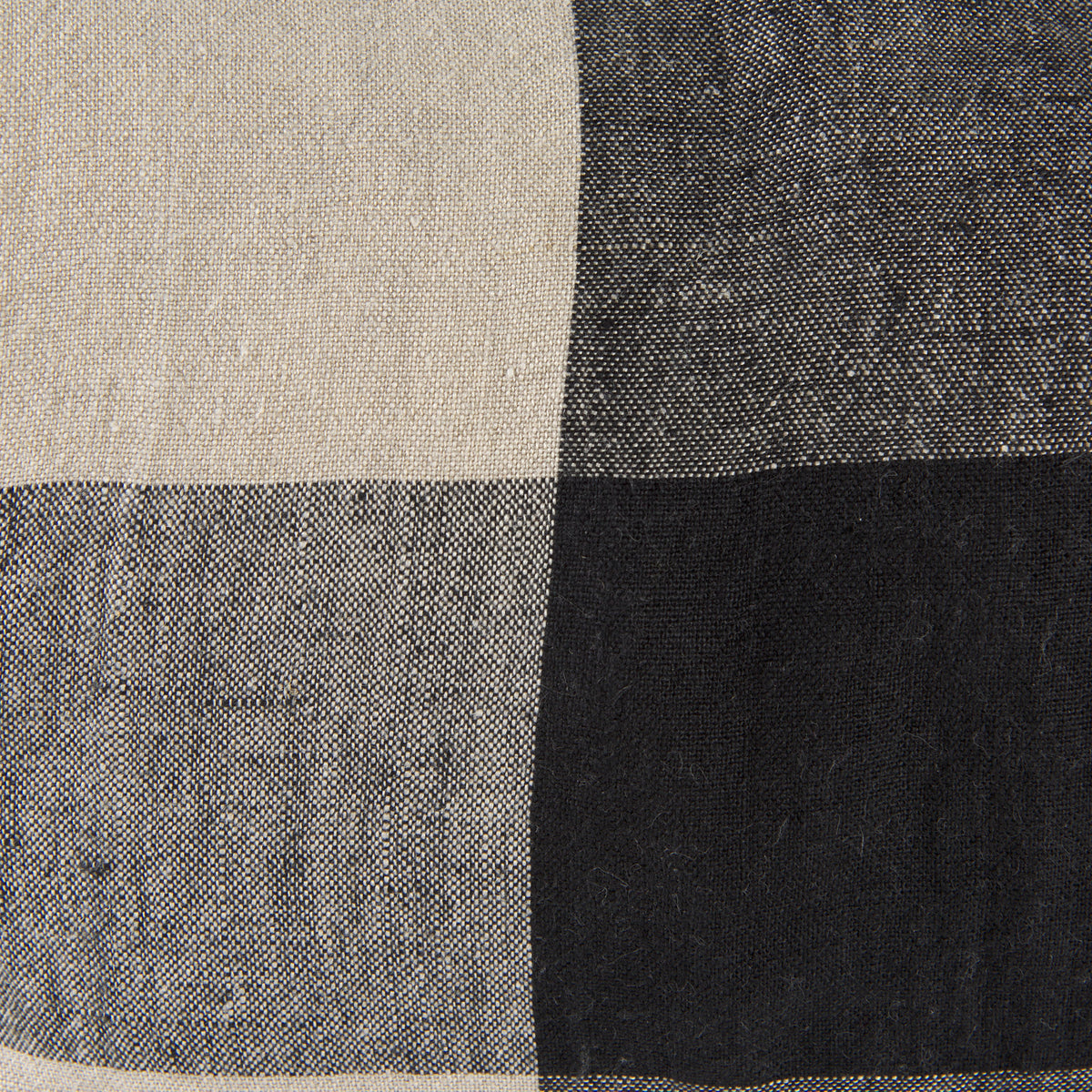 Raquel 13x21 Beige and Black Fabric Plaid Pillow Cover w/Down Filler-Decorative Pillows-DECOROLALA