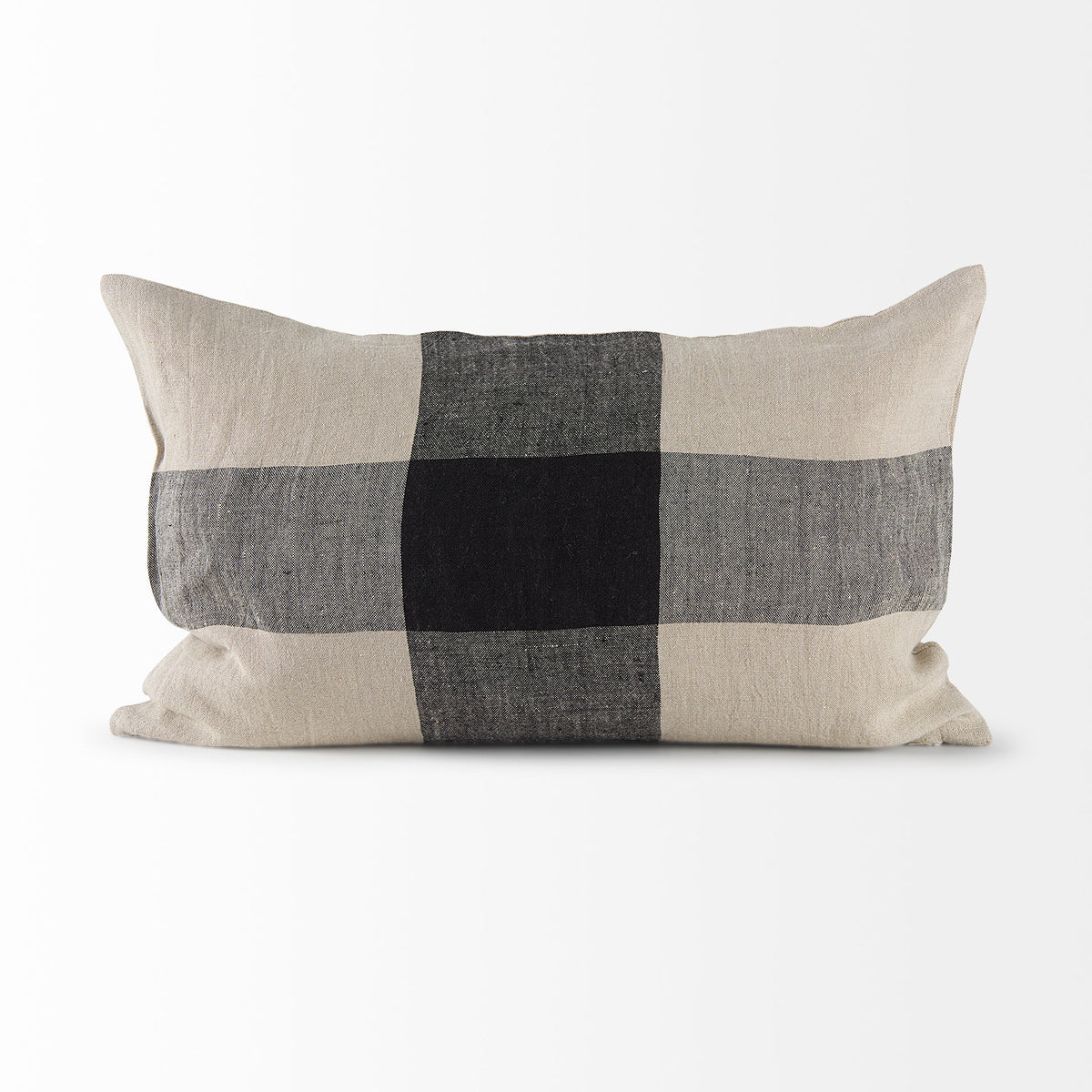 Raquel Beige and Black Plaid Pillow Cover (min order qty 2)-Decorative Pillows-DECOROLALA