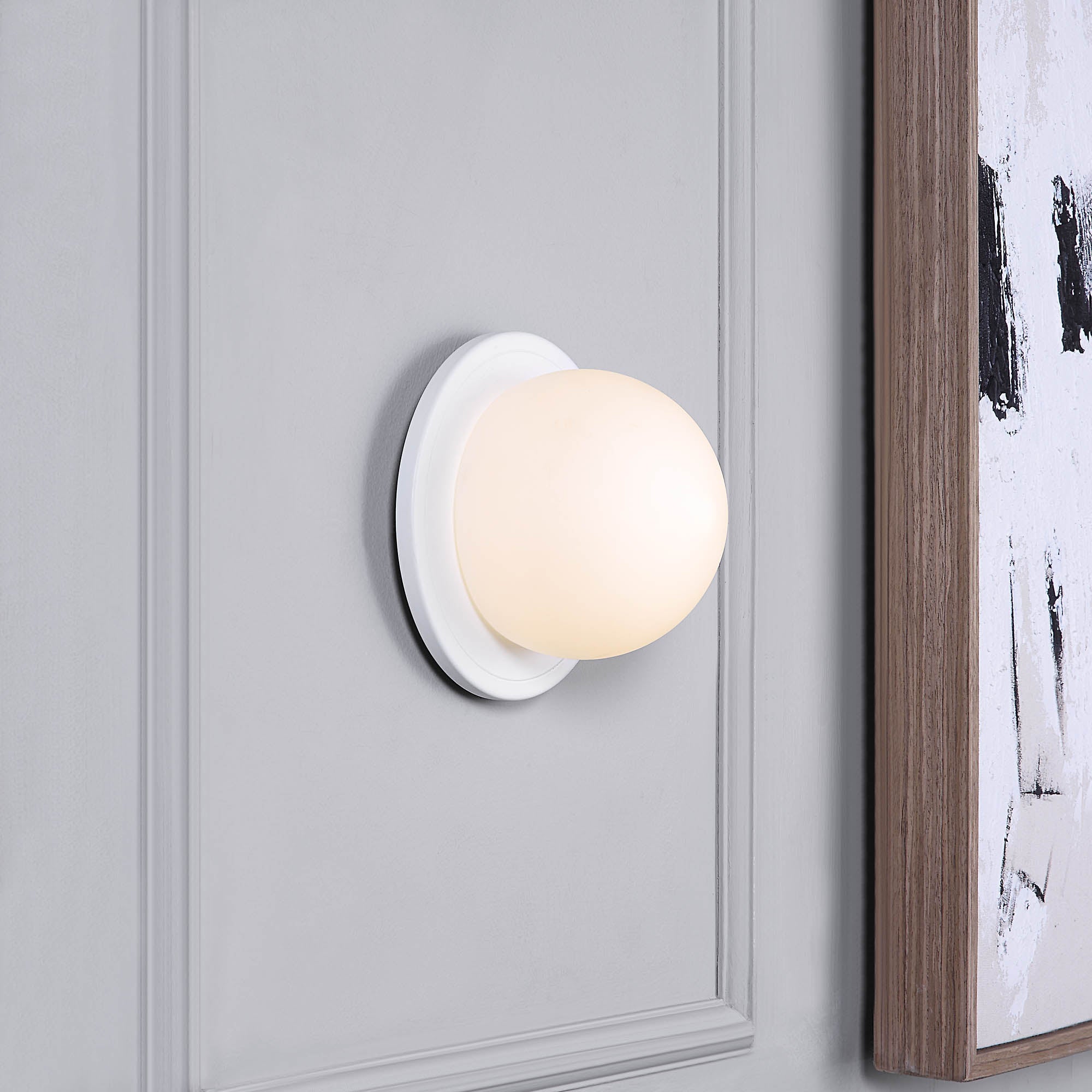 Raquels 6.5" Length Wall Sconce, White-Wall Sconce-DECOROLALA