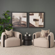 Rashama Dark Brown Wood Stacked Geometric Round Accent Table-Accent Tables-DECOROLALA