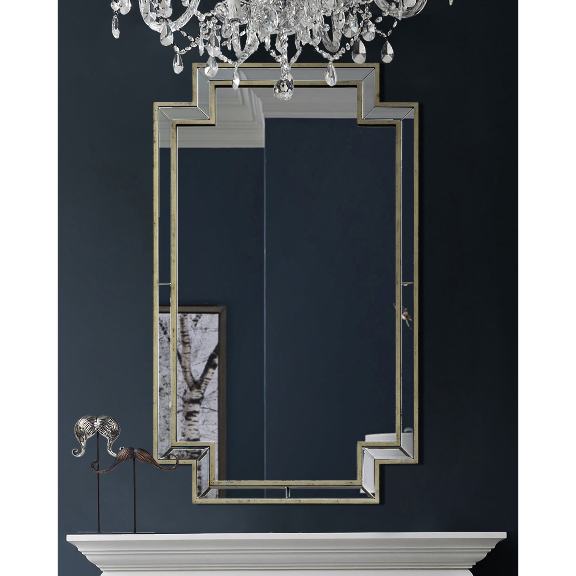 Raton 40" Tall Rectangle Wall Mirror, Grey-Mirror-DECOROLALA
