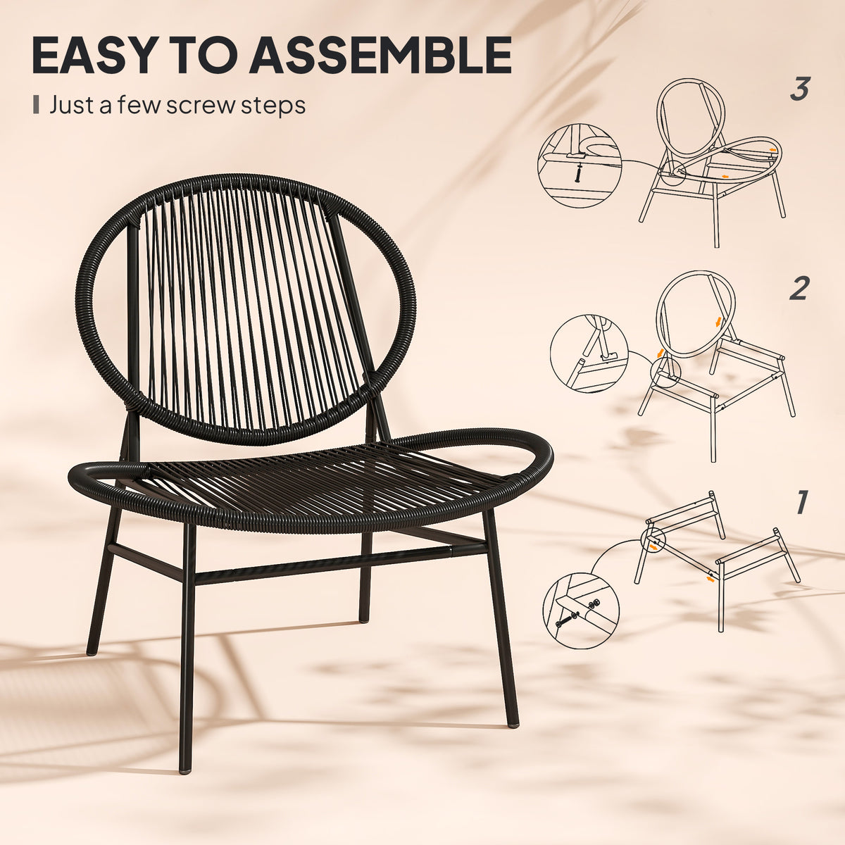 Rattan Bistro Set 3-Piece Wicker Patio Black-Patio Bistro Sets-DECOROLALA