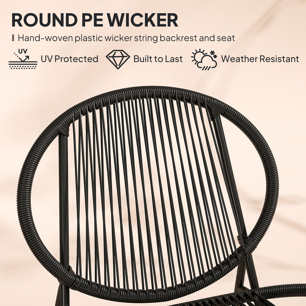 Rattan Bistro Set 3-Piece Wicker Patio Black-Patio Bistro Sets-DECOROLALA