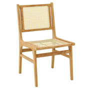 Rattan Dining Chair with Natural Cane Woven Backrest and Teak Wood Frame-Dining Chairs-DECOROLALA