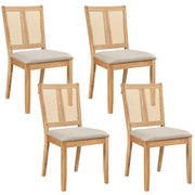 Rattan Dining Chairs Set of 4 with Curved Backrest & Padded Seat for Dining Room-Natural-Dining Chairs-DECOROLALA