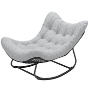 Rattan Egg Chair Rocker - Grey Padded Cushion-Outdoor Rocking Chairs-DECOROLALA