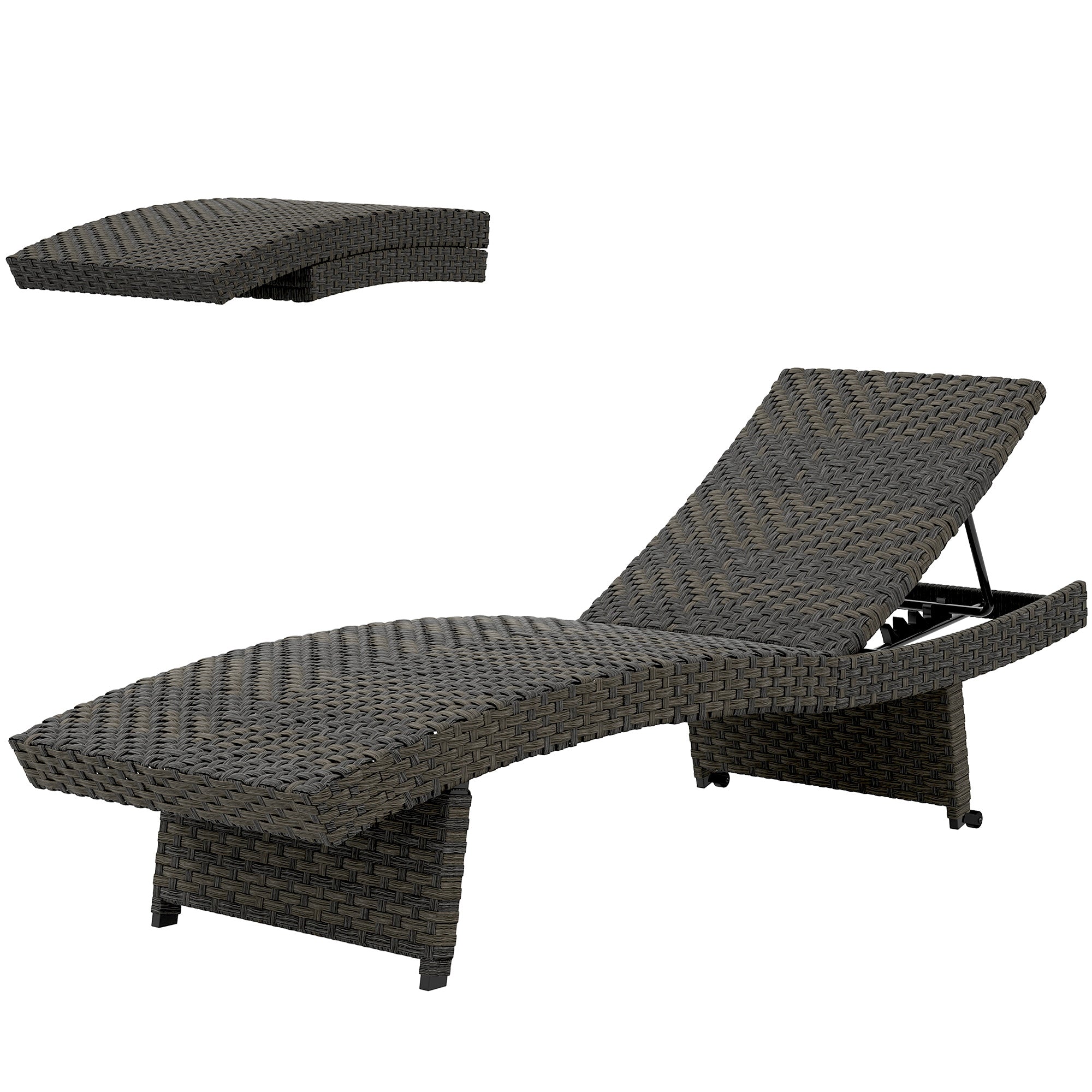 Rattan Folding Lounger Chair - Mixed Brown 5-Level-DECOROLALA