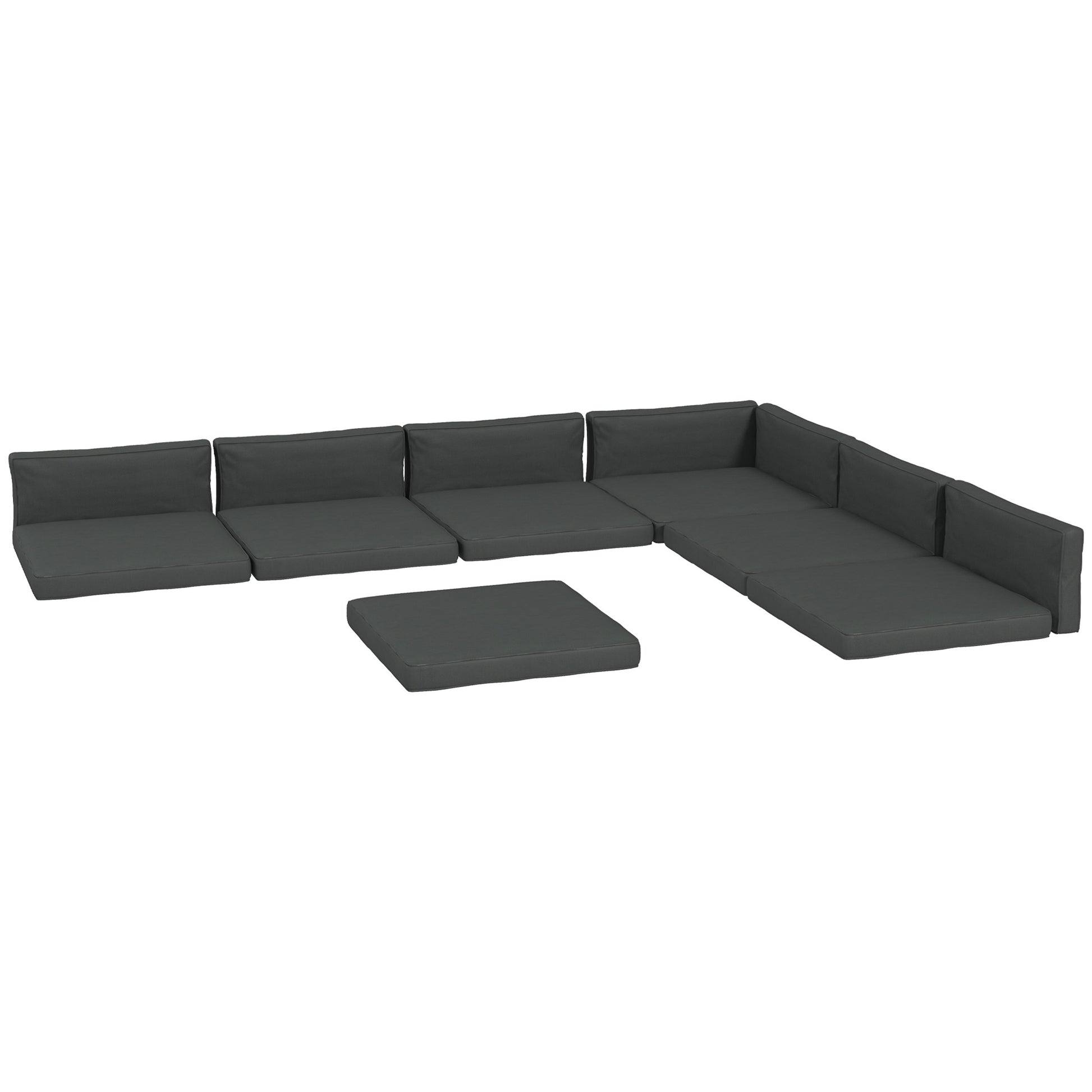 Rattan Furniture Cushions 14-Piece Set Grey-DECOROLALA