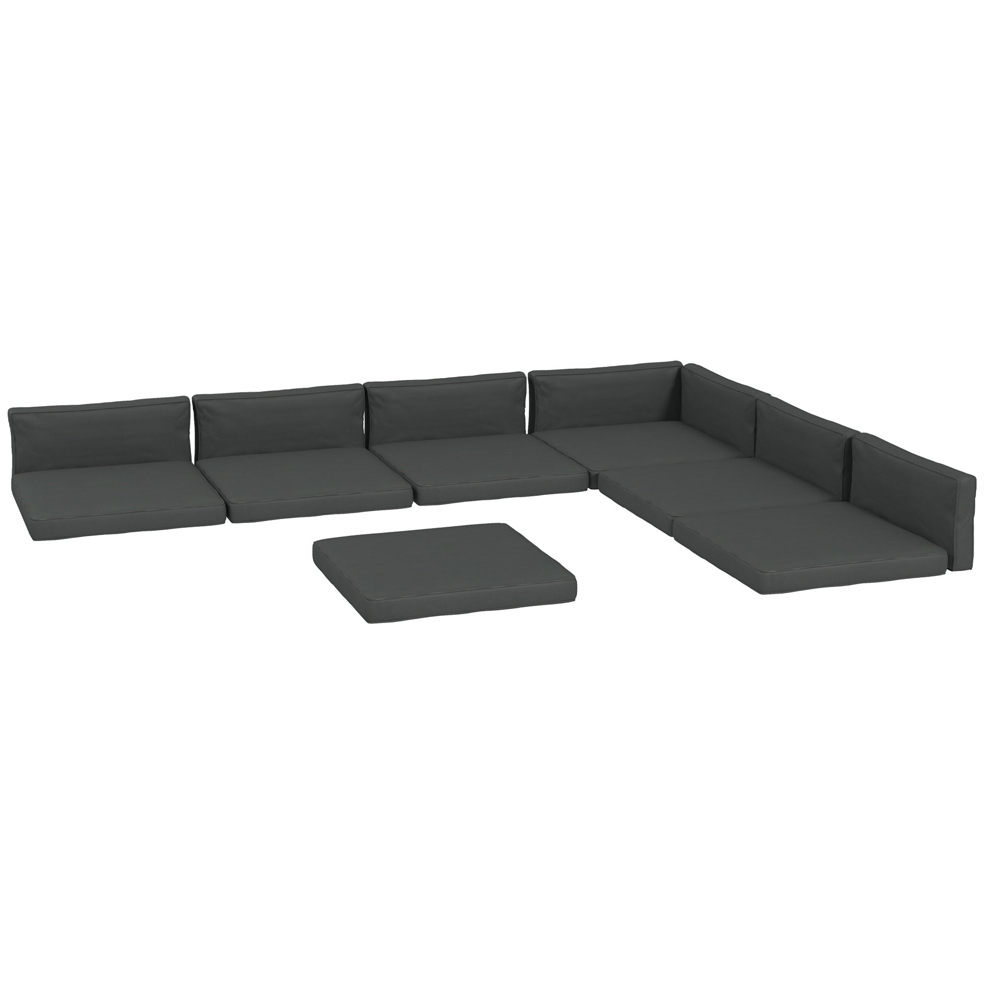 Rattan Furniture Cushions 14-Piece Set Grey-DECOROLALA