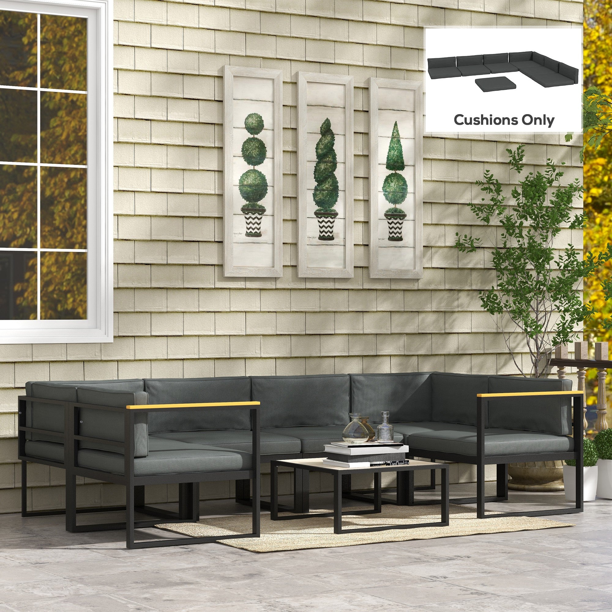 Rattan Furniture Cushions 14-Piece Set Grey-DECOROLALA