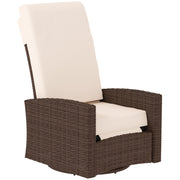 Rattan Lounge Chair - Cream White Swivel Recliner-DECOROLALA