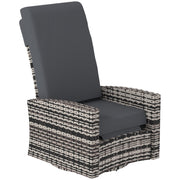 Rattan Lounge Chair - Grey Swivel Recliner-DECOROLALA