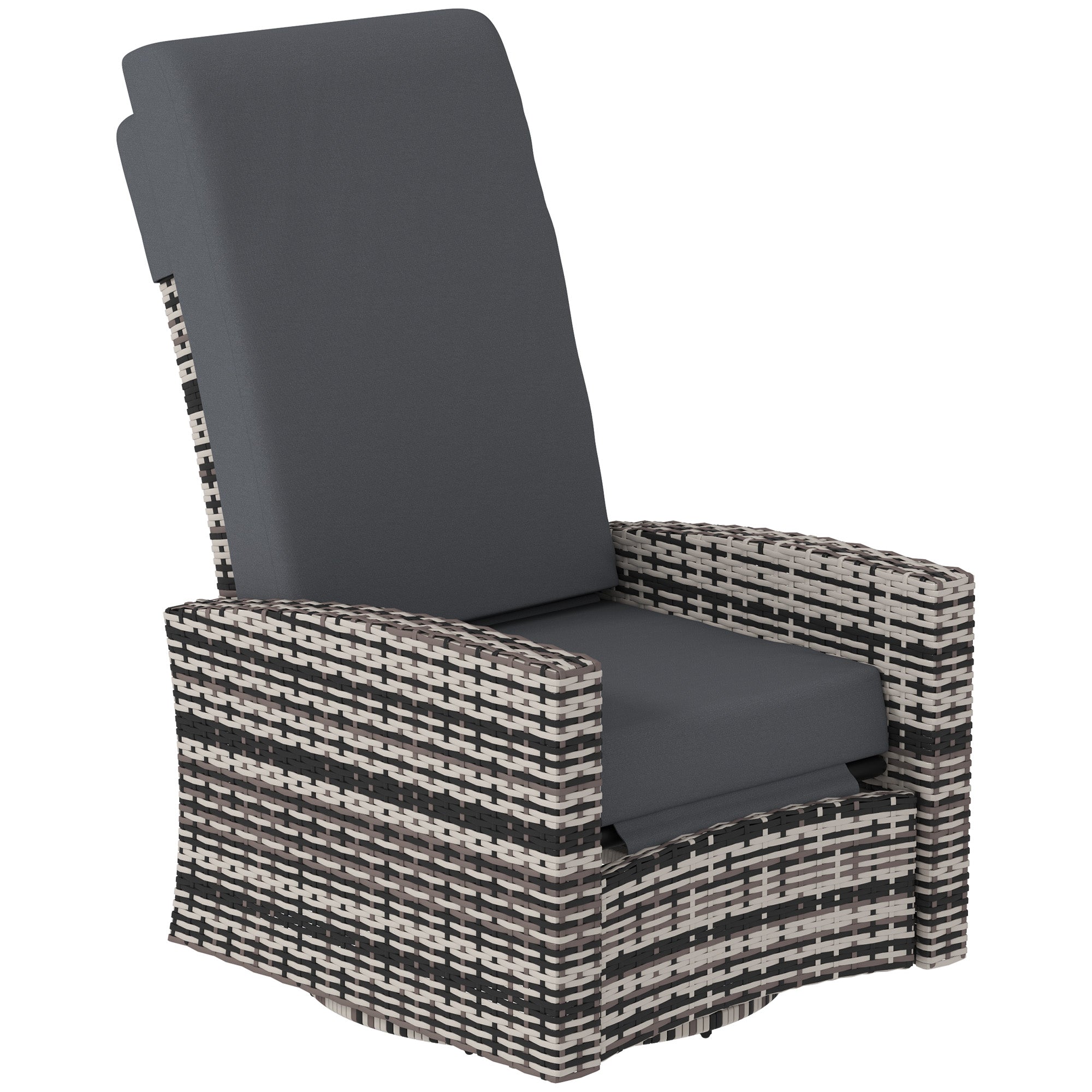 Rattan Lounge Chair - Grey Swivel Recliner-DECOROLALA