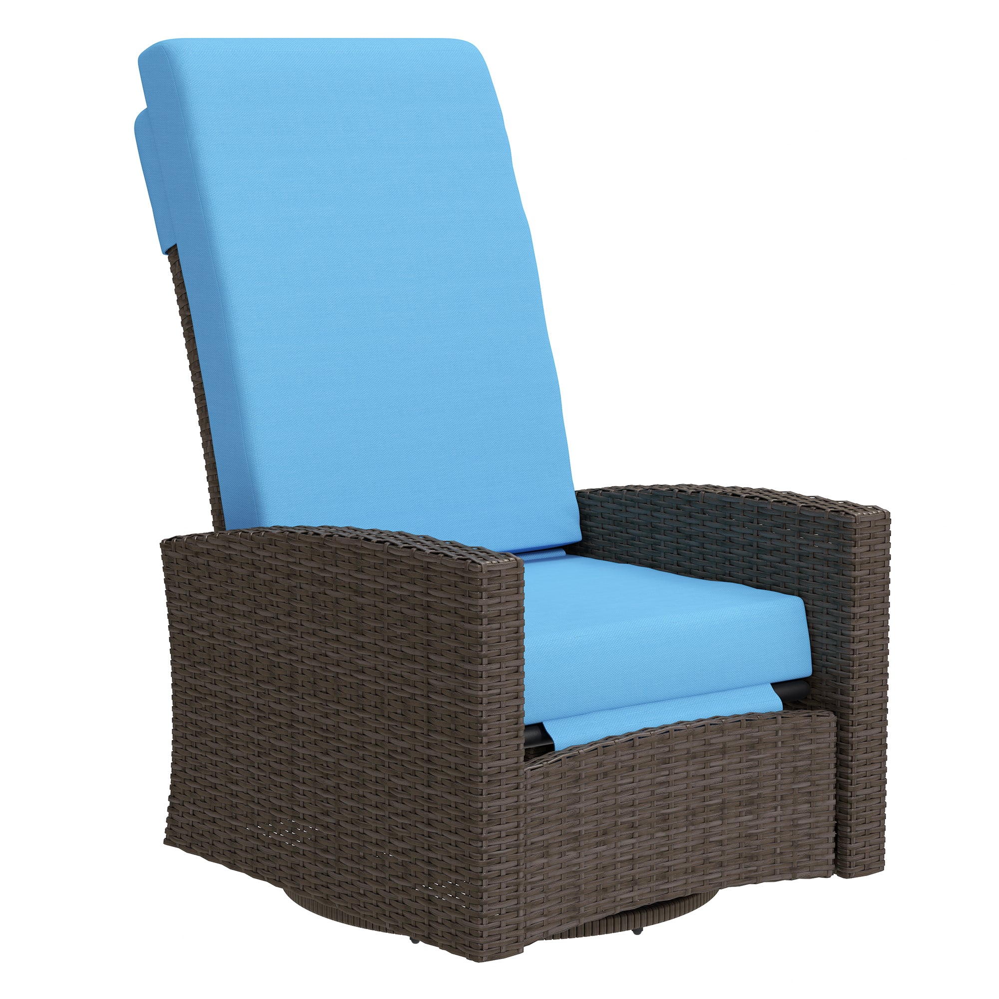 Rattan Lounge Chair Swivel Recliner Sky Blue-DECOROLALA