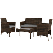 Rattan Patio Furniture Set - 4-Piece Grey-Patio Furniture Sets-DECOROLALA