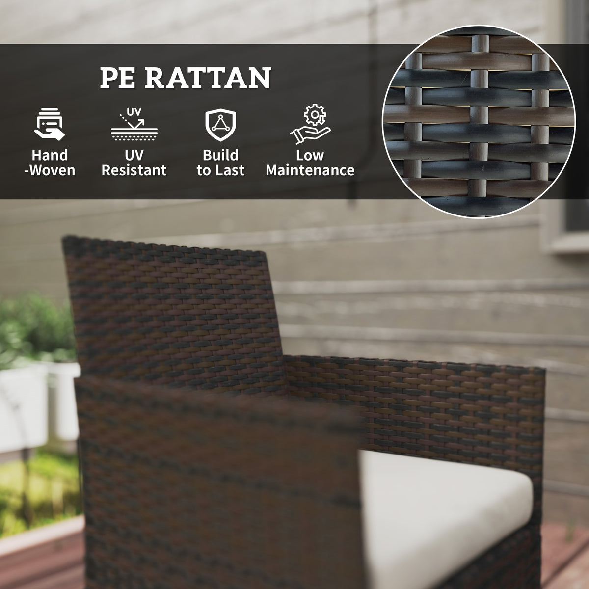 Rattan Patio Set 4-Piece Loveseat Beige-Patio Furniture Sets-DECOROLALA