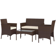 Rattan Patio Set 4-Piece Loveseat Beige-Patio Furniture Sets-DECOROLALA