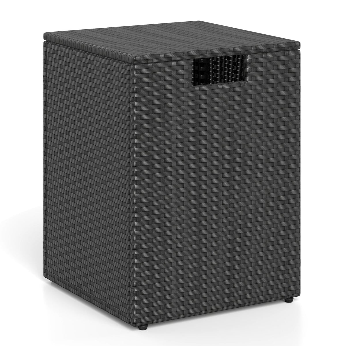 Rattan Propane Tank Cover Patio Hideaway Tank Side Table-Black-Fire Pit Tables-DECOROLALA