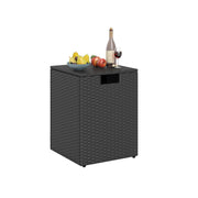 Rattan Propane Tank Cover Patio Hideaway Tank Side Table-Black-Fire Pit Tables-DECOROLALA