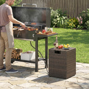 Rattan Propane Tank Cover Patio Hideaway Tank Side Table-Brown-Fire Pit Tables-DECOROLALA