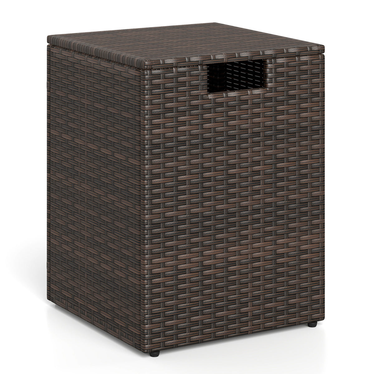 Rattan Propane Tank Cover Patio Hideaway Tank Side Table-Brown-Fire Pit Tables-DECOROLALA