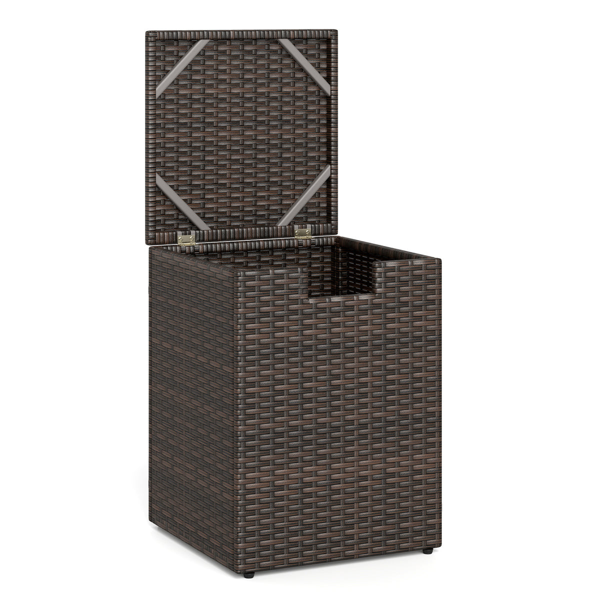 Rattan Propane Tank Cover Patio Hideaway Tank Side Table-Brown-Fire Pit Tables-DECOROLALA