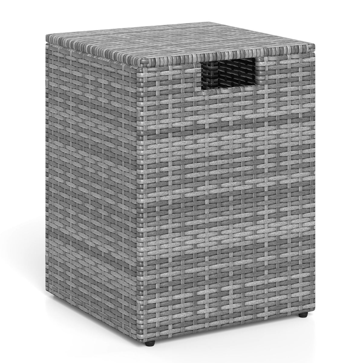 Rattan Propane Tank Cover Patio Hideaway Tank Side Table-Gray-Fire Pit Tables-DECOROLALA