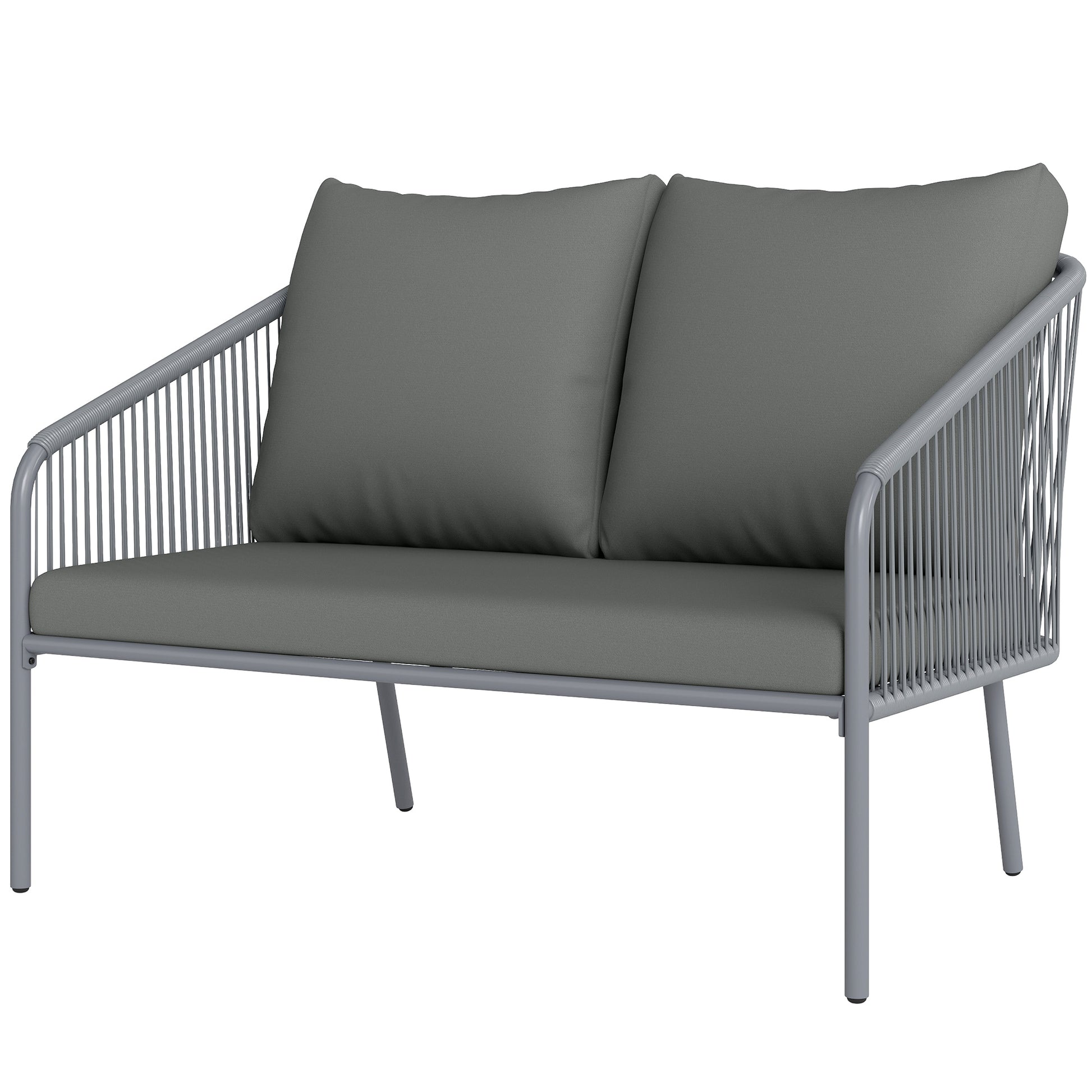 Rattan Sofa 2-Seater Outdoor - Grey-DECOROLALA