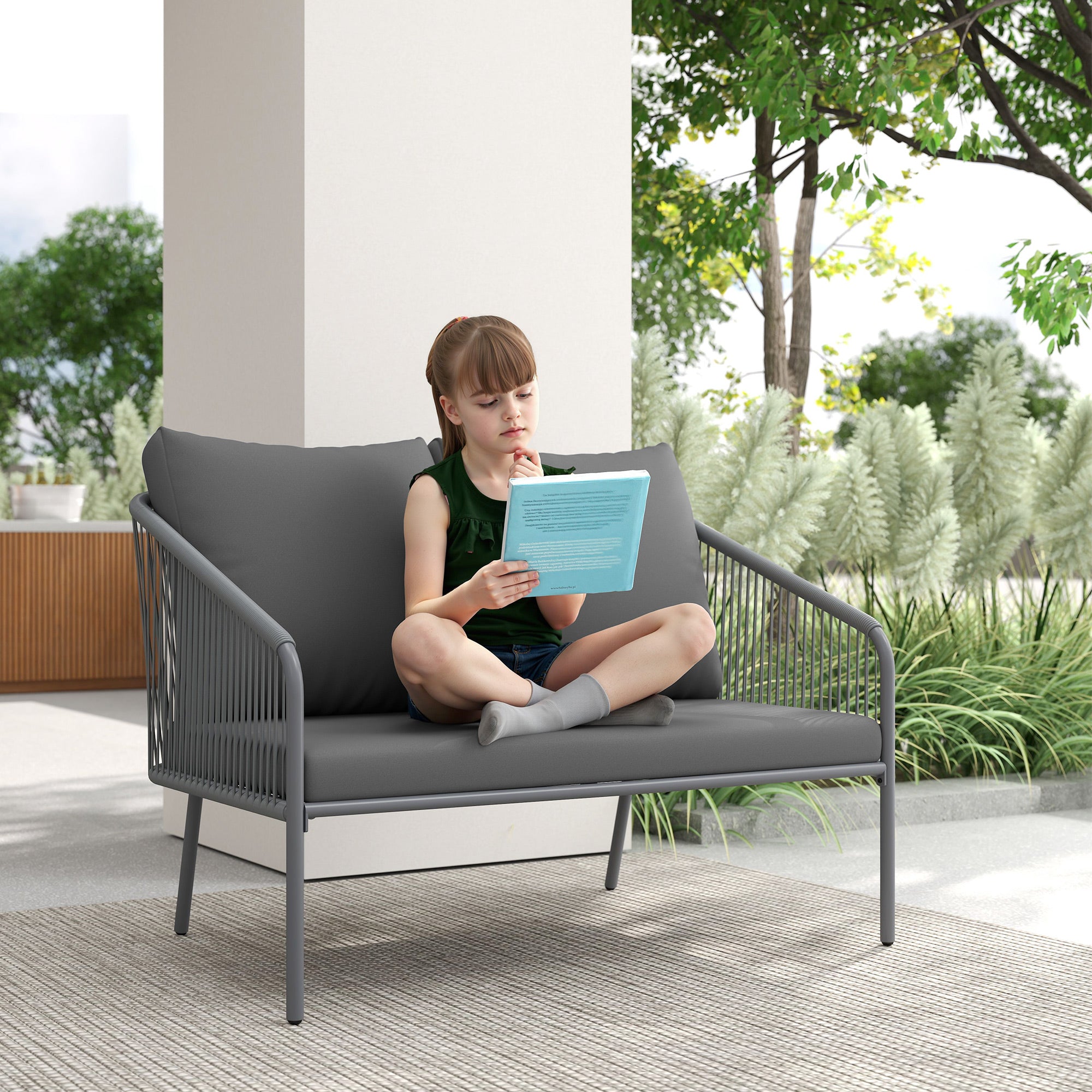 Rattan Sofa 2-Seater Outdoor - Grey-DECOROLALA