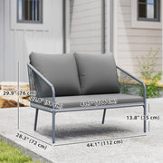 Rattan Sofa 2-Seater Outdoor - Grey-DECOROLALA