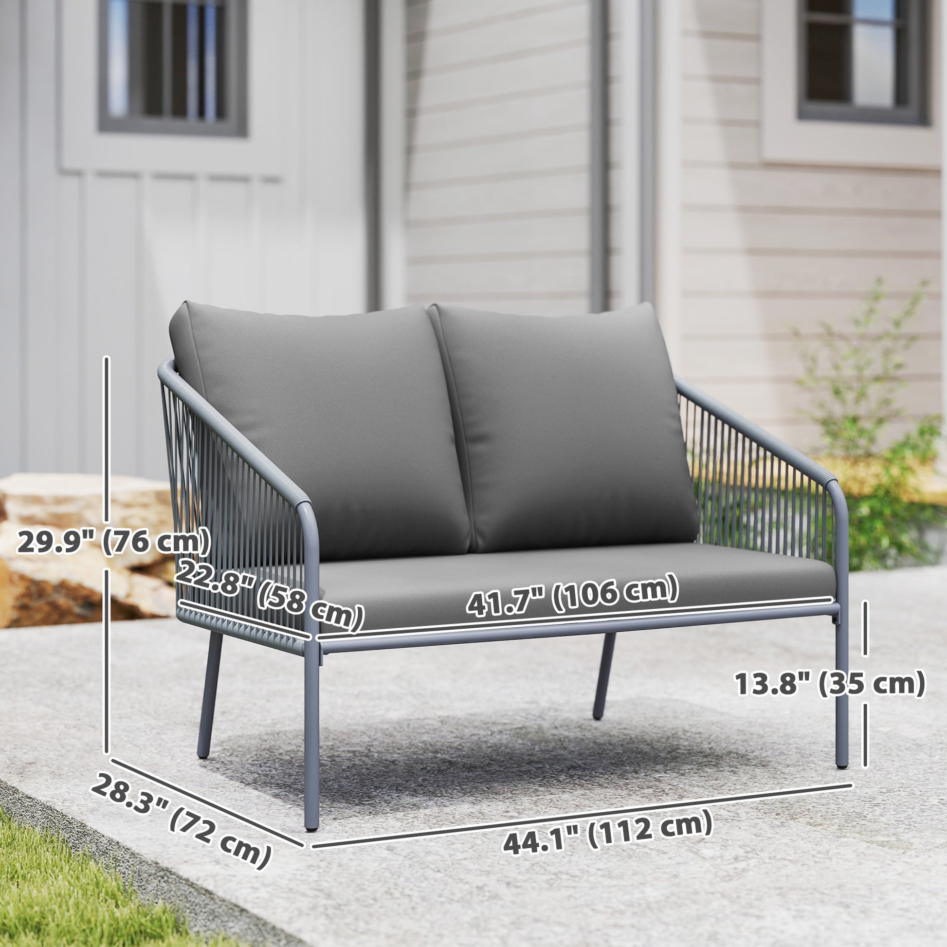 Rattan Sofa 2-Seater Outdoor - Grey-DECOROLALA