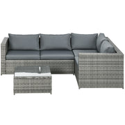Rattan Wicker Outdoor Furniture Set - Grey, 3 Pieces w/ Loveseats & Table-Patio Furniture Sets-DECOROLALA