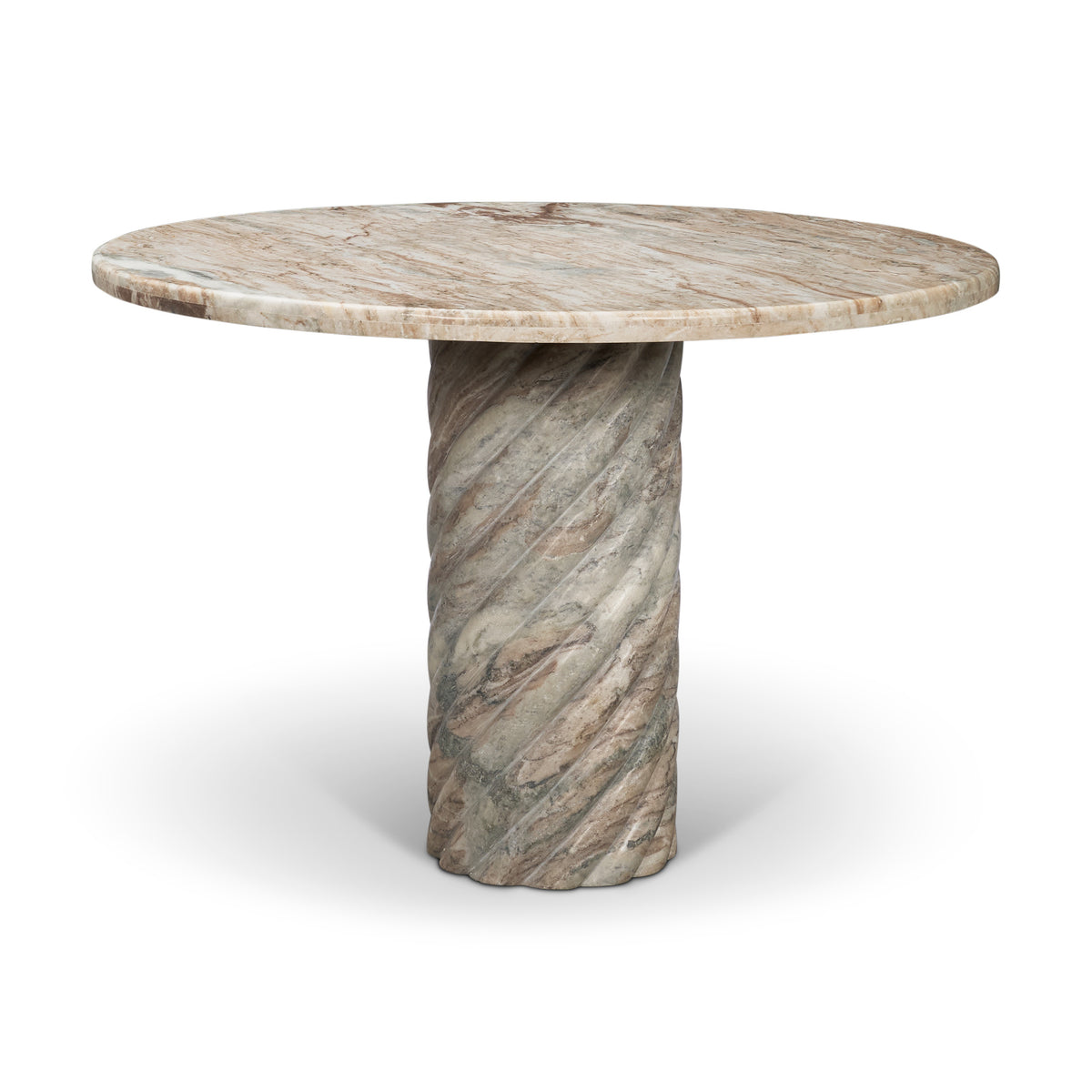 Ravello 42" Round Pedestal Dining Table | Pink Marble | Seats 4-Dining Tables-DECOROLALA