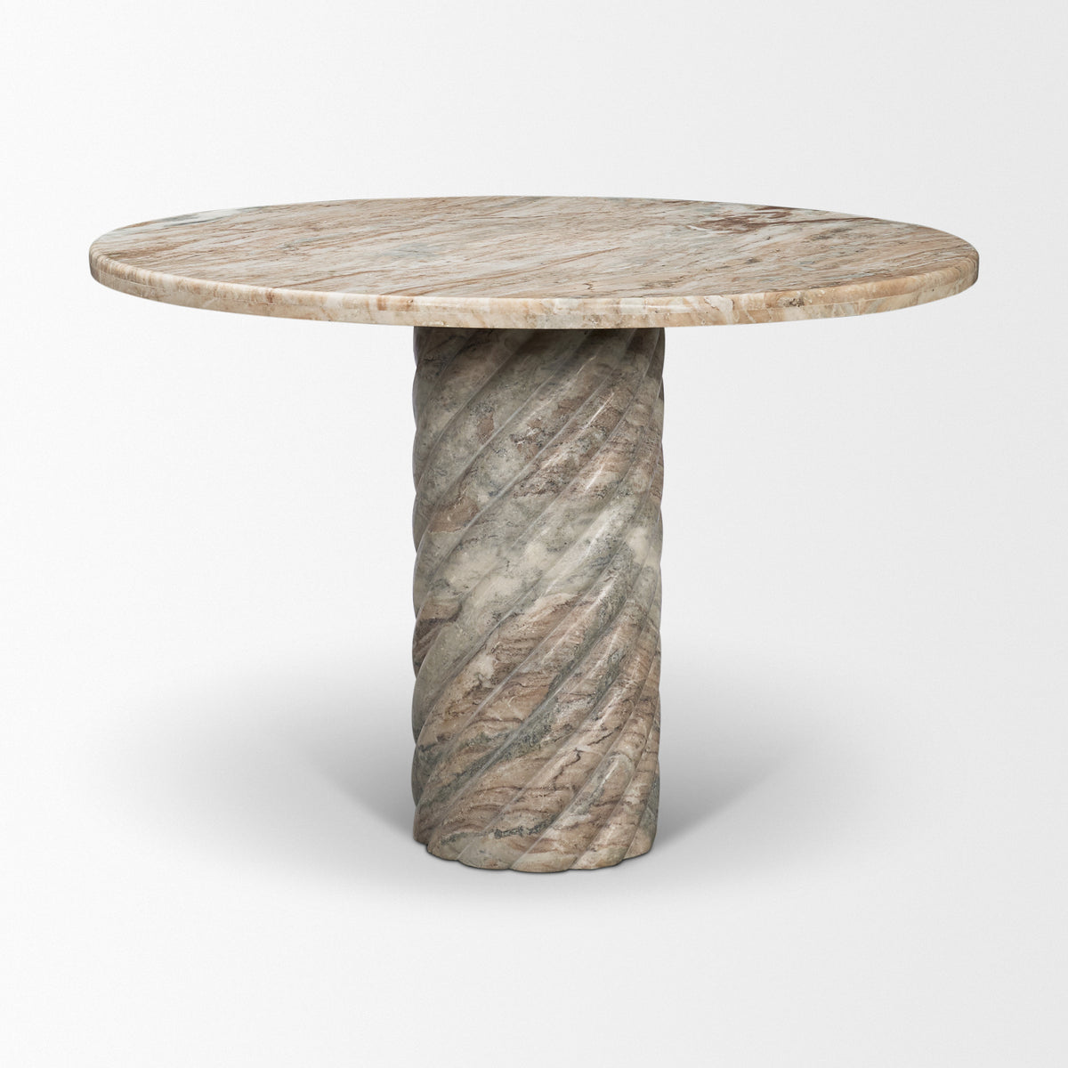 Ravello 42" Round Pedestal Dining Table | Pink Marble | Seats 4-Dining Tables-DECOROLALA