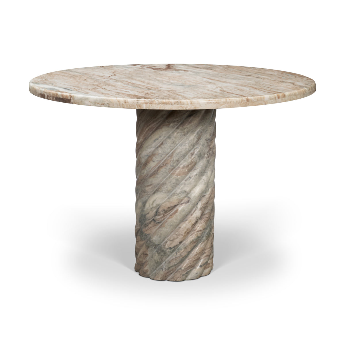 Ravello 42" Round Pedestal Dining Table | Pink Marble | Seats 4-Dining Tables-DECOROLALA