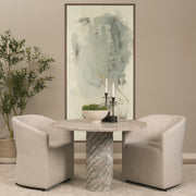 Ravello 42" Round Pedestal Dining Table | Pink Marble | Seats 4-Dining Tables-DECOROLALA