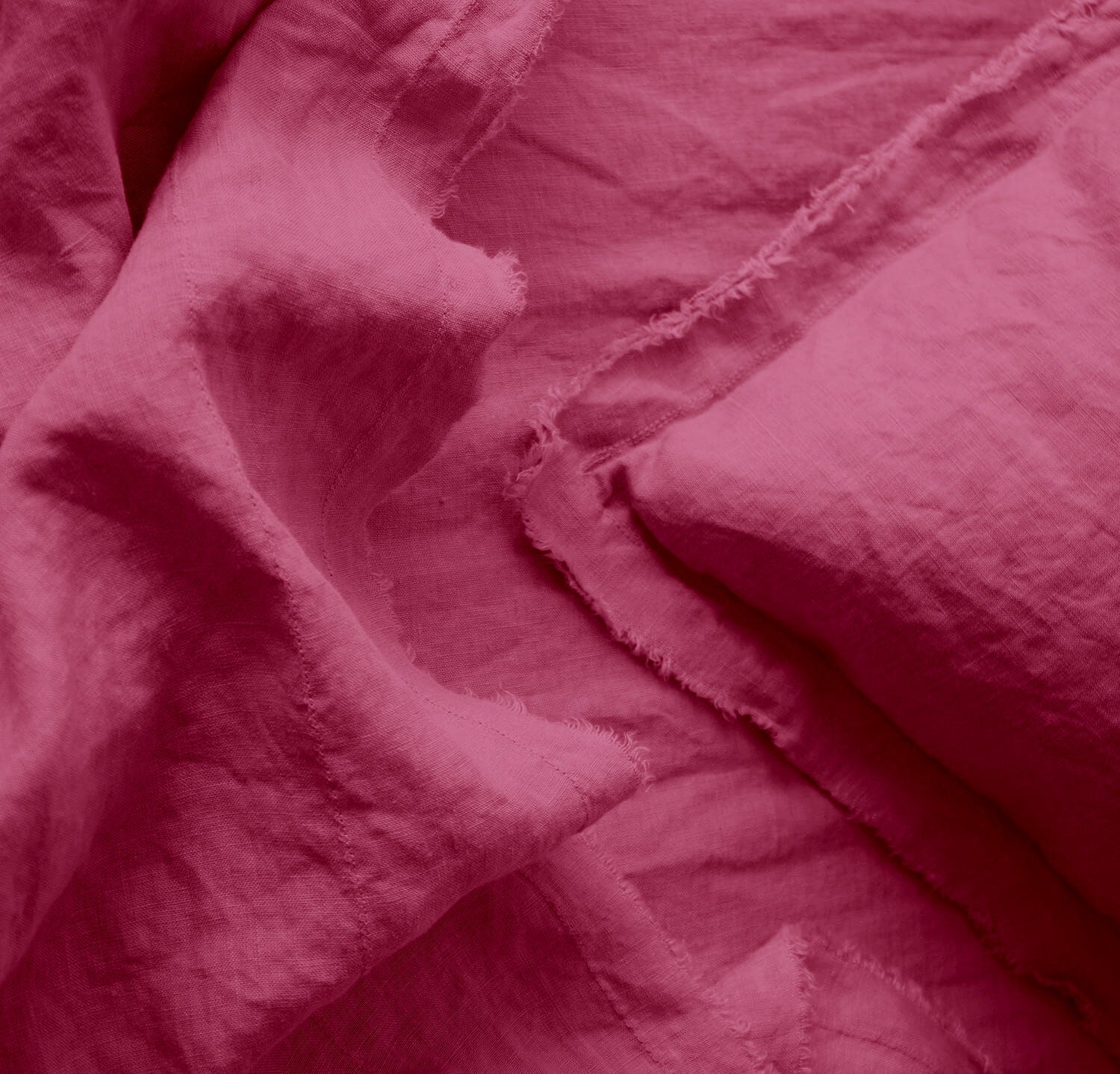 Raw Edged Berry - 100% Pure Linen | Linen Cotton Mix | 3 Piece Duvet Cover Set | 4 Piece Sheet Set | Handmade | Pre-washed | Soft-n/a-DECOROLALA