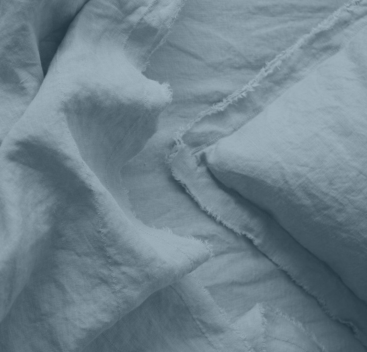 Raw Edged Sky Blue - 100% Pure Linen | Linen Cotton Mix | 3 Piece Duvet Cover Set | 4 Piece Sheet Set | Handmade | Pre-washed | Soft-n/a-DECOROLALA