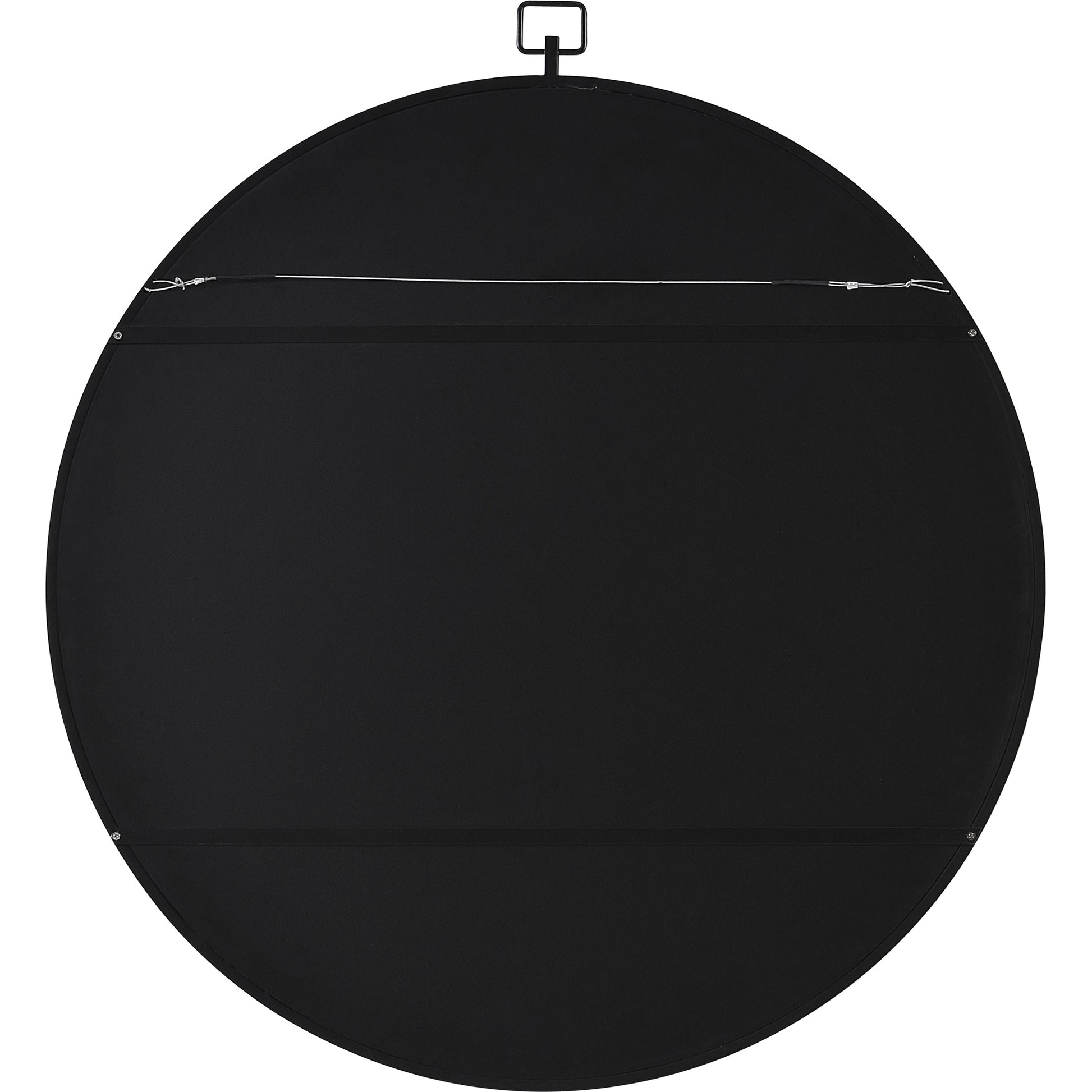 Rayden 38.5" Tall Round Wall Mirror, Black-Mirror-DECOROLALA