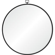 Rayden 38.5" Tall Round Wall Mirror, Black-Mirror-DECOROLALA