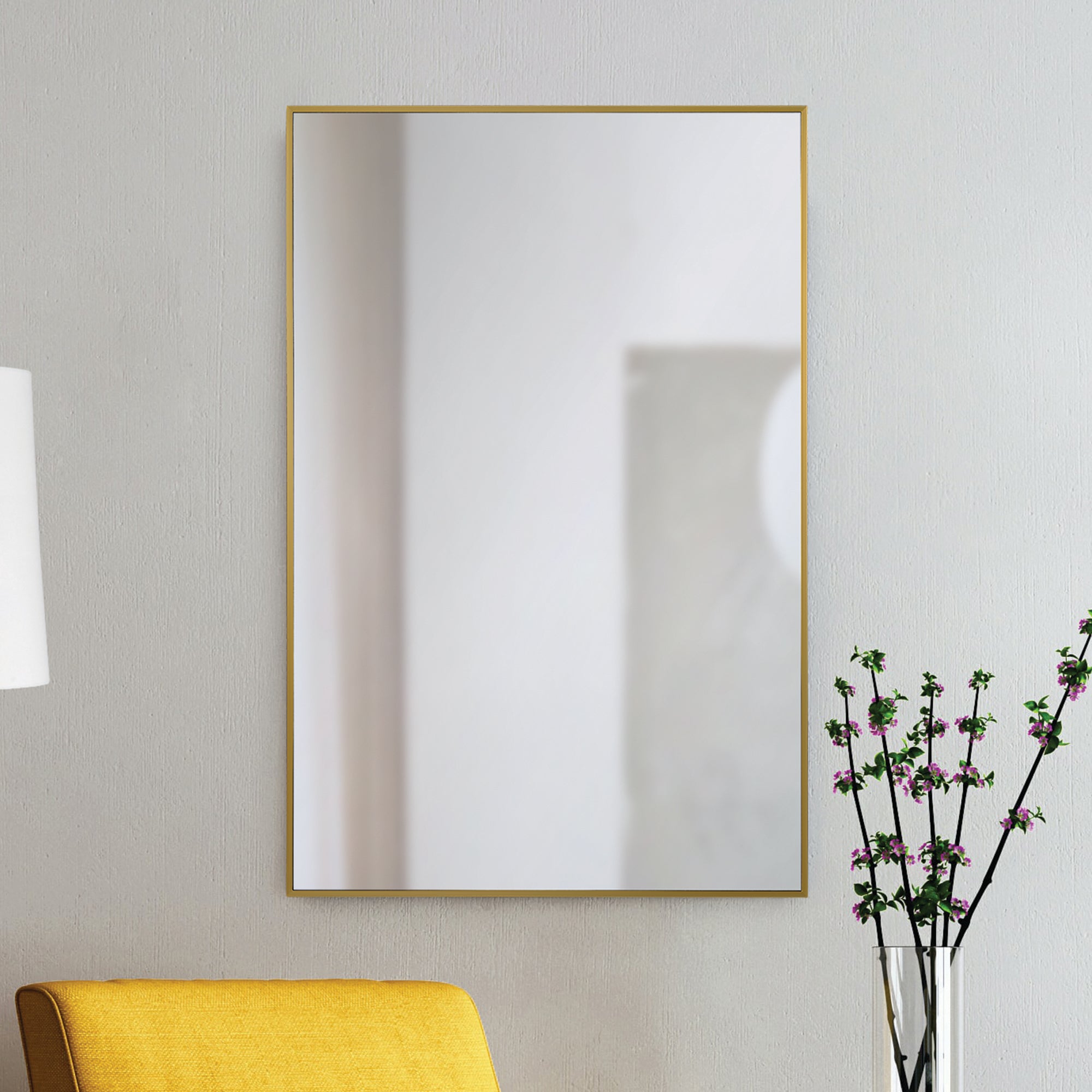 Raydon 35.5" Tall Rectangle Wall Mirror, Yellow-Mirror-DECOROLALA