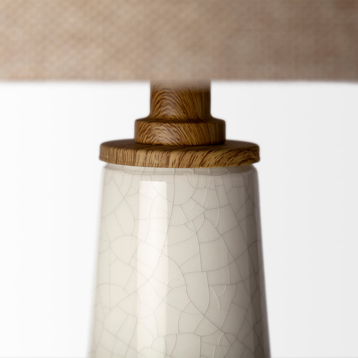 Rebecca (28.5"H) White Crackled Ceramic Base Wood Accent Table Lamp-Table Lamps-DECOROLALA