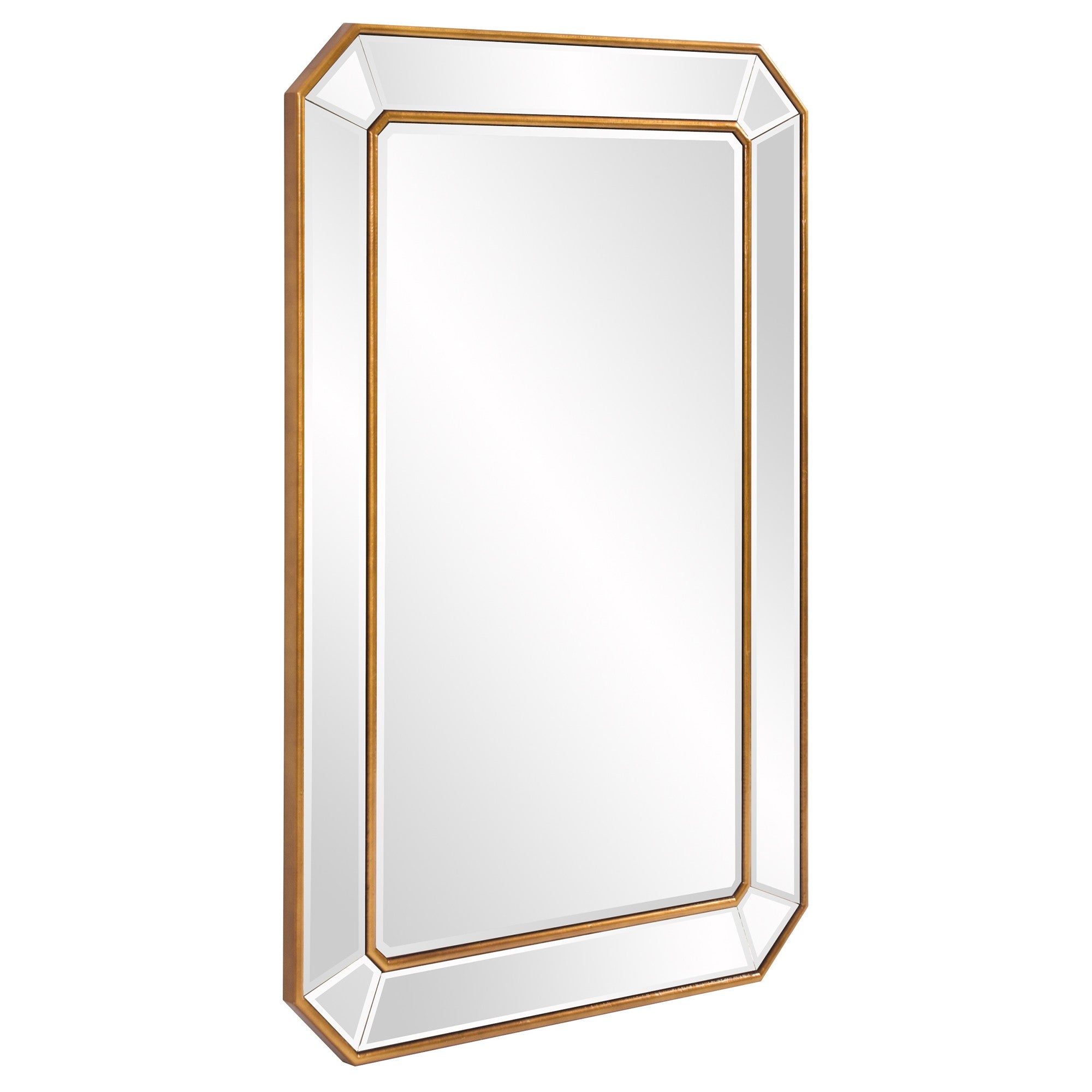 Recatngle Gold Leaf Mirror With Angled Corners Frame-Mirrors-DECOROLALA